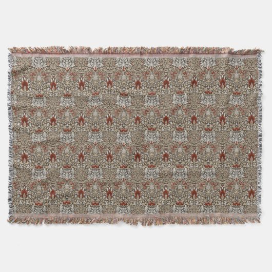 William Morris Aardse Bruine Bloemige Behang Deken (Voorkant)