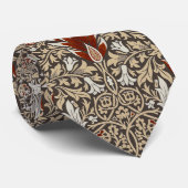 William Morris Aardse Bruine Bloemige Behang Stropdas (Opgerold)