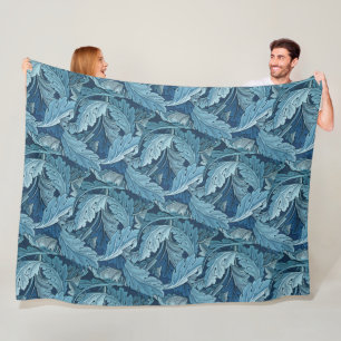 William Morris  Acanthus Blauw Fleece Deken
