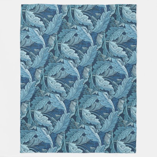 William Morris  Acanthus Blauw Fleece Deken (Voorkant)