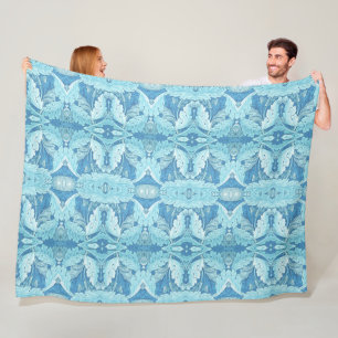 William Morris  Acanthus Blauw Fleece Deken