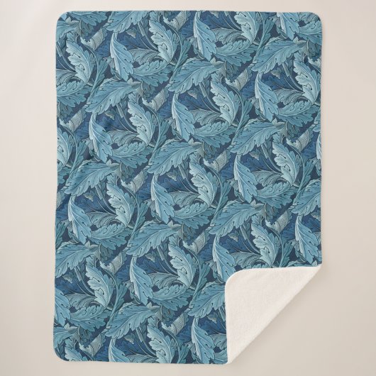 William Morris  Acanthus Blauw Sherpa Deken (Voorkant)