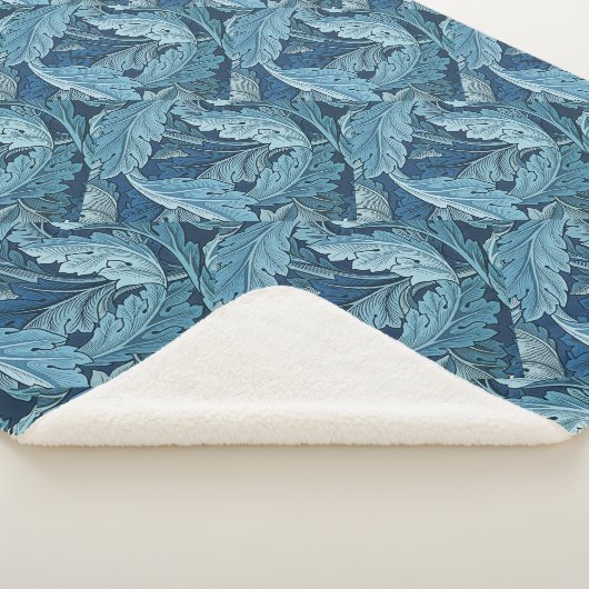William Morris  Acanthus Blauw Sherpa Deken (3/4)