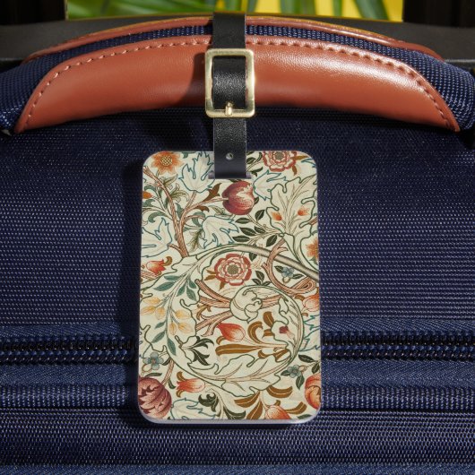 William Morris Acanthus Borduurwerk Bloemen Patroo Bagagelabel (Voorkant Insitu 2)