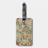 William Morris Acanthus Borduurwerk Bloemen Patroo Bagagelabel (Achterkant verticaal)