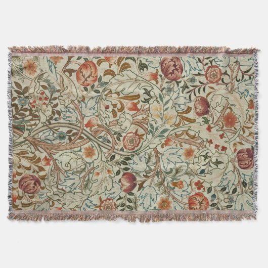 William Morris Acanthus Borduurwerk Bloemen Patroo Deken (Voorkant)