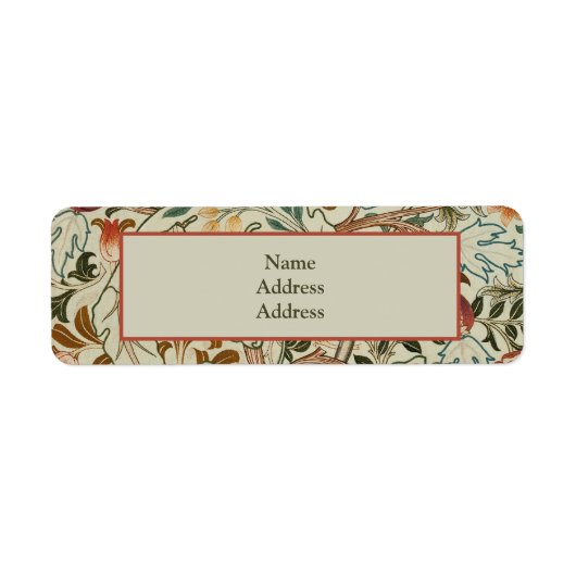 William Morris Acanthus Borduurwerk Bloemen Patroo Etiket (Voorkant)