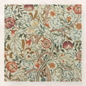 William Morris Acanthus Borduurwerk Bloemen Patroo Glazen Onderzetter (Voorkant)