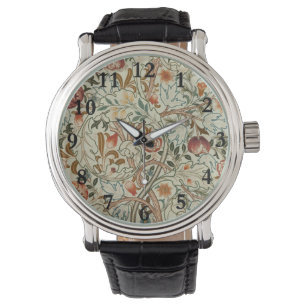 William Morris Acanthus Borduurwerk Bloemen Patroo Horloge