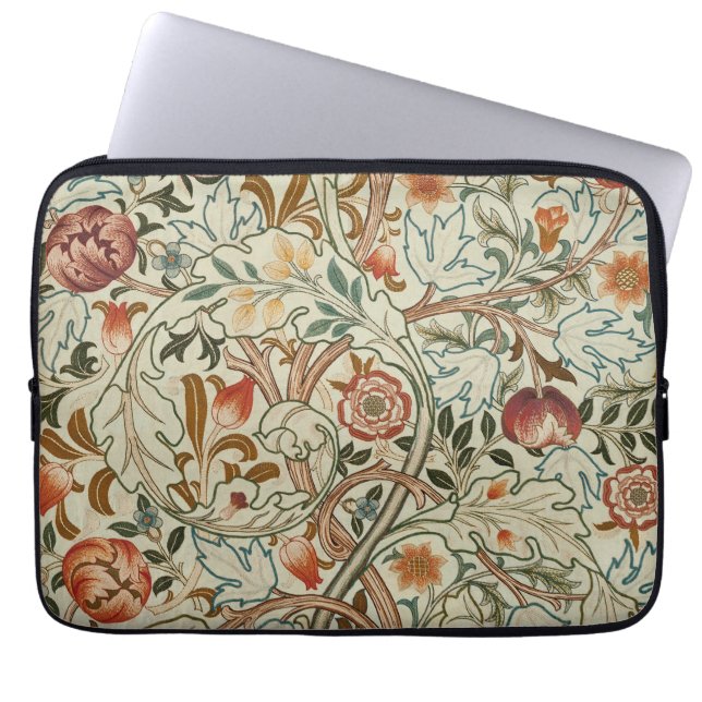 William Morris Acanthus Borduurwerk Bloemen Patroo Laptop Sleeve (Voorkant)