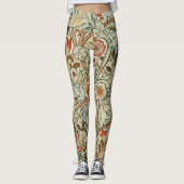 William Morris Acanthus Borduurwerk Bloemen Patroo Leggings (Voorkant)