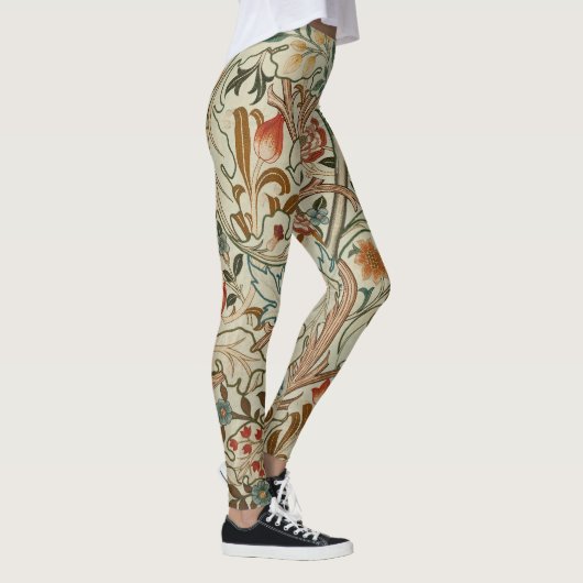 William Morris Acanthus Borduurwerk Bloemen Patroo Leggings (Rechts)