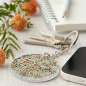 William Morris Acanthus Borduurwerk Bloemen Patroo Sleutelhanger (Voorkant Rechts)
