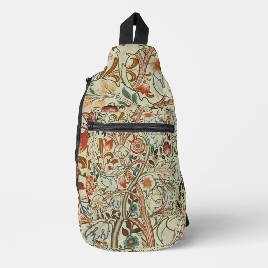 William Morris Acanthus Borduurwerk Bloemen Patroo Sling Bag (Voorkant)