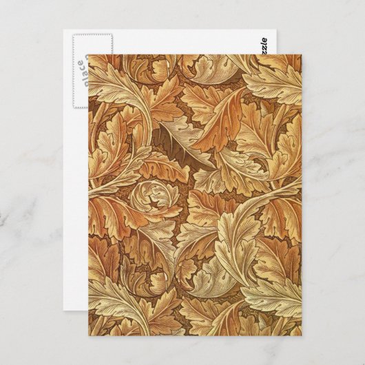 William Morris Acanthus Brown Autumn Leaves Briefkaart (Voorkant / Achterkant)