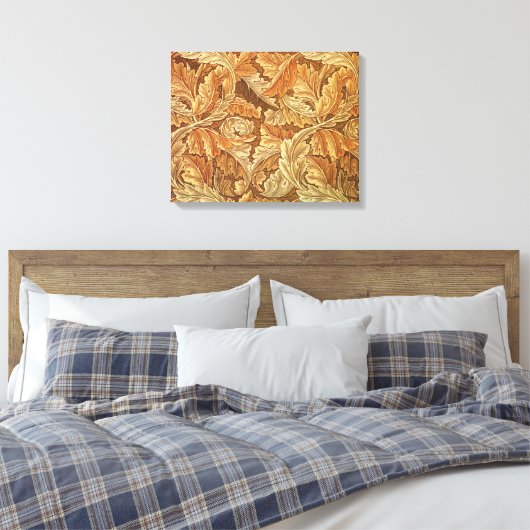 William Morris Acanthus Brown Autumn Leaves Canvas Afdruk (Insitu (Slaapkamer))