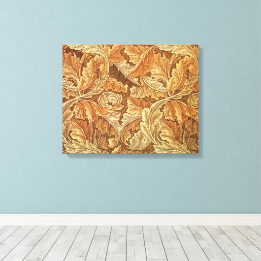 William Morris Acanthus Brown Autumn Leaves Canvas Afdruk (Insitu (Houten vloer))