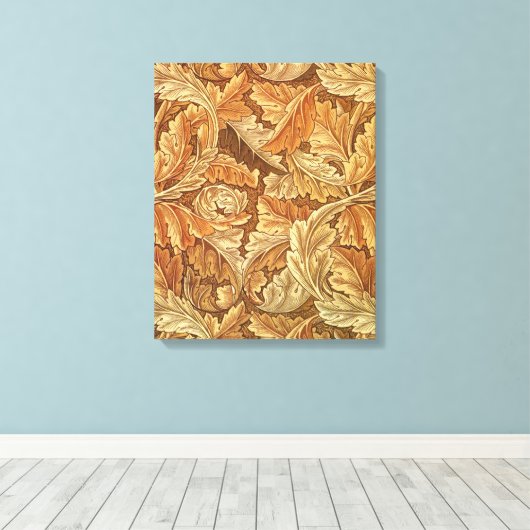 William Morris Acanthus Brown Autumn Leaves Canvas Afdruk (Insitu (Houten vloer))