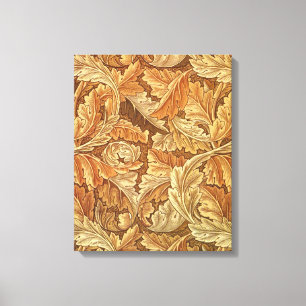 William Morris Acanthus Brown Autumn Leaves Canvas Afdruk