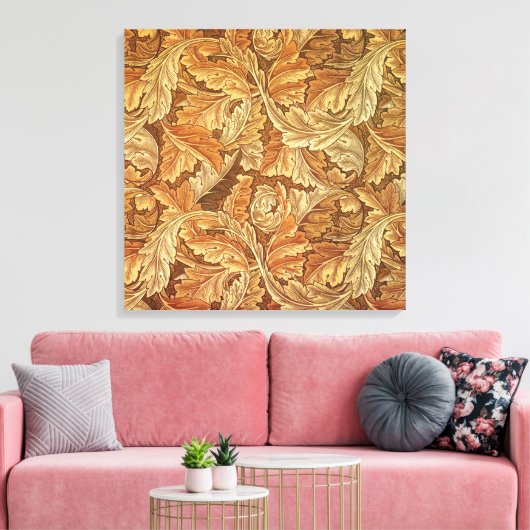 William Morris Acanthus Brown Autumn Leaves Canvas Afdruk (Insitu (Woonkamer))