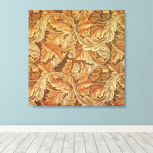 William Morris Acanthus Brown Autumn Leaves Canvas Afdruk (Insitu (Houten vloer))
