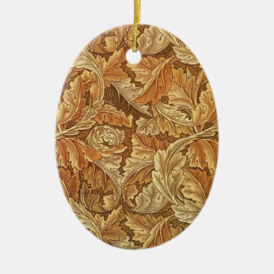 William Morris Acanthus Brown Autumn Leaves Keramisch Ornament