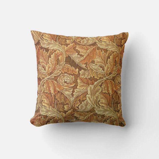 William Morris Acanthus Brown Autumn Leaves Kussen (Voorkant)