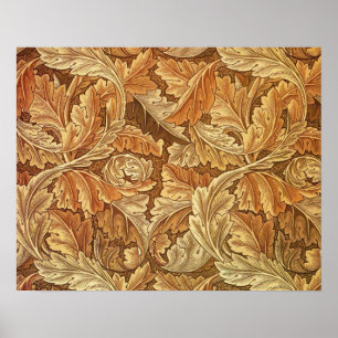 William Morris Acanthus Brown Autumn Leaves Poster