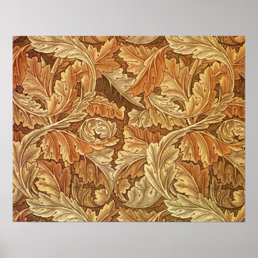 William Morris Acanthus Brown Autumn Leaves Poster (Voorkant)