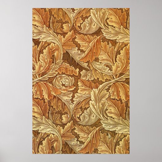 William Morris Acanthus Brown Autumn Leaves Poster (Voorkant)