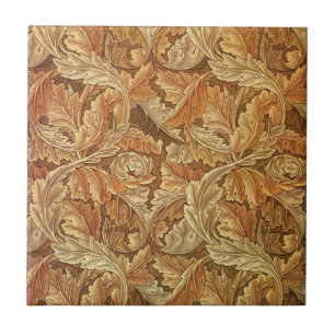 William Morris Acanthus Brown Autumn Leaves Tegeltje