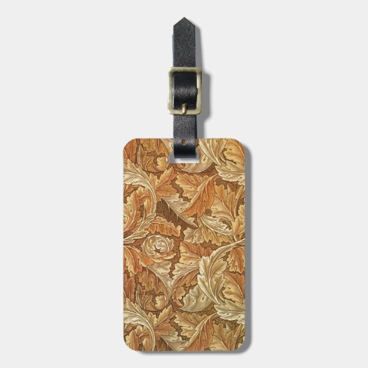 William Morris Acanthus Bruin Herfstbladeren Bagagelabel (Voorkant verticaal)
