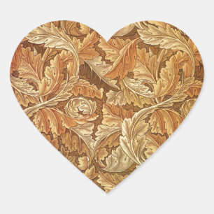 William Morris Acanthus Bruin Herfstbladeren Hart Sticker