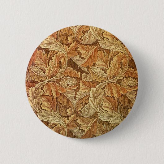William Morris Acanthus Bruin Herfstbladeren Ronde Button 5,7 Cm (Voorkant)