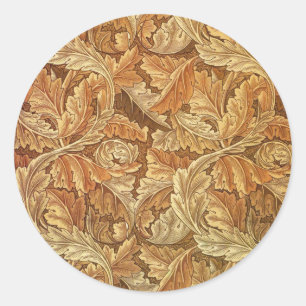 William Morris Acanthus Bruin Herfstbladeren Ronde Sticker