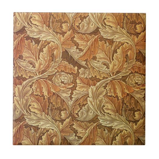 William Morris Acanthus Bruin Herfstbladeren Tegeltje (Voorkant)