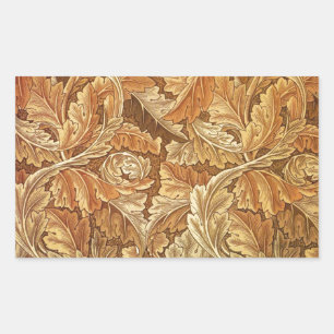 William Morris Acanthus Bruine Herfstbladeren Rechthoekige Sticker