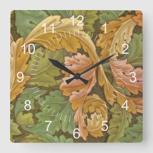 William Morris Acanthus  Floral Vierkante Klok (Voorkant)