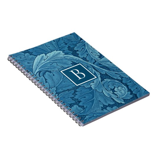 William Morris Acanthus in Blue met Monogram Notitieboek (Rechterzijde)