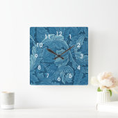 William Morris Acanthus in Blue Vierkante Klok (Huis)