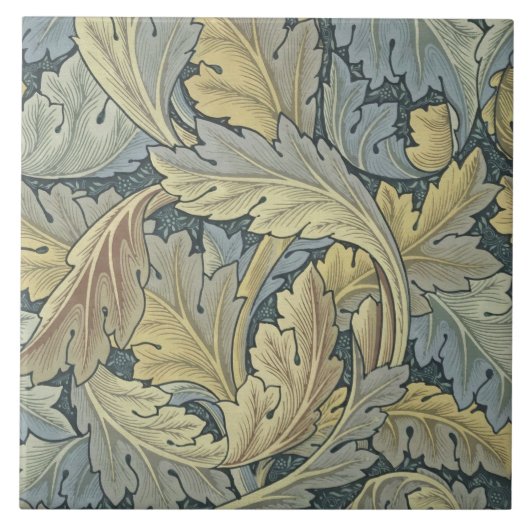 William Morris Acanthus laat Floral Art Nouveau Tegeltje (Voorkant)