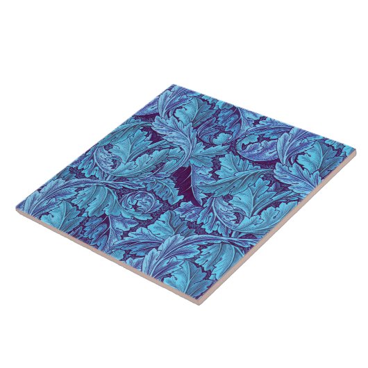 William Morris Acanthus Leaf in Blue Tegeltje (Zijkant)