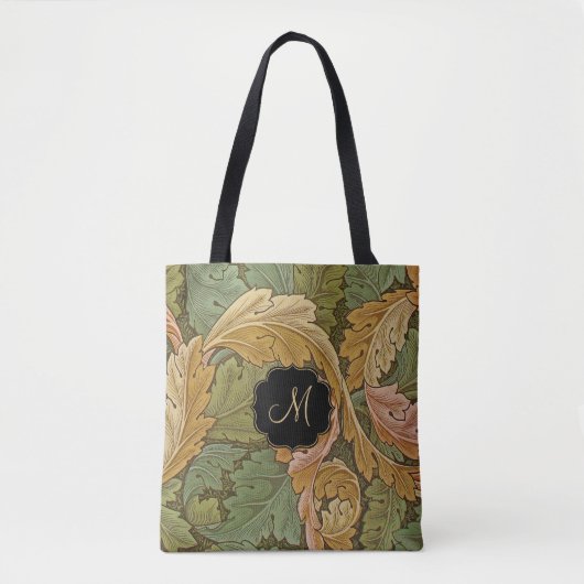 William Morris Acanthus met Monogram Tote Bag (Voorkant)