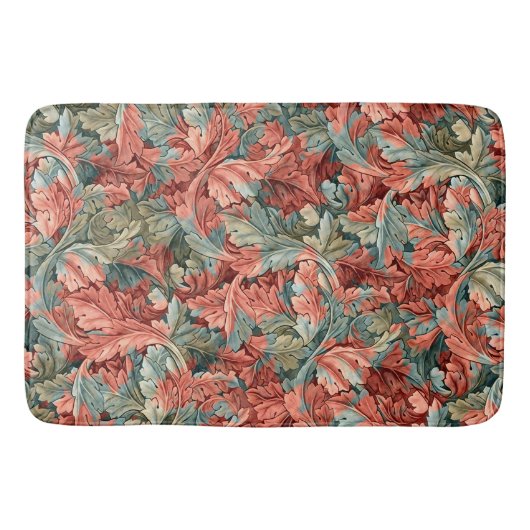 William Morris Acanthus Roest Rood Salie Groen Badmat (Voorkant)
