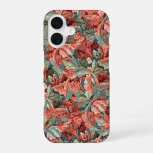 William Morris Acanthus Roest Rood Salie Groen iPhone 16 Hoesje