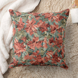 William Morris Acanthus Roest Rood Salie Groen Kussen