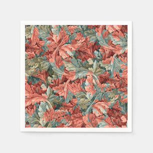 William Morris Acanthus Roest Rood Salie Groen Servet