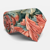 William Morris Acanthus Roest Rood Salie Groen Stropdas (Opgerold)
