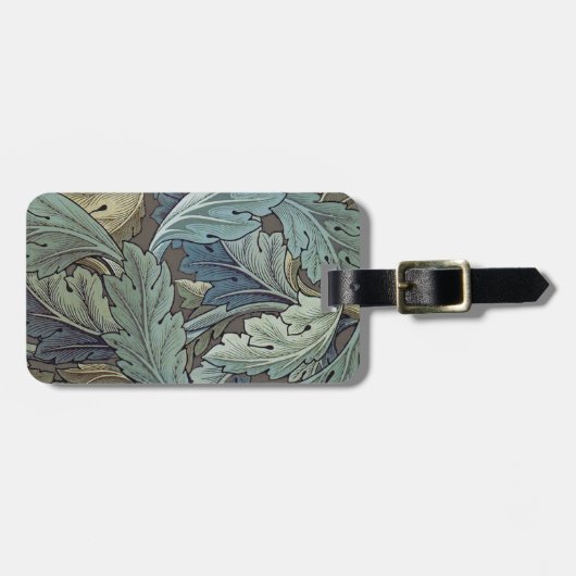 William Morris Acanthus Sage Bloemen Plantaardige Bagagelabel (Voorkant horizontaal)