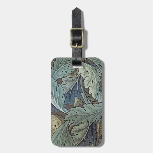 William Morris Acanthus Sage Bloemen Plantaardige Bagagelabel (Voorkant verticaal)